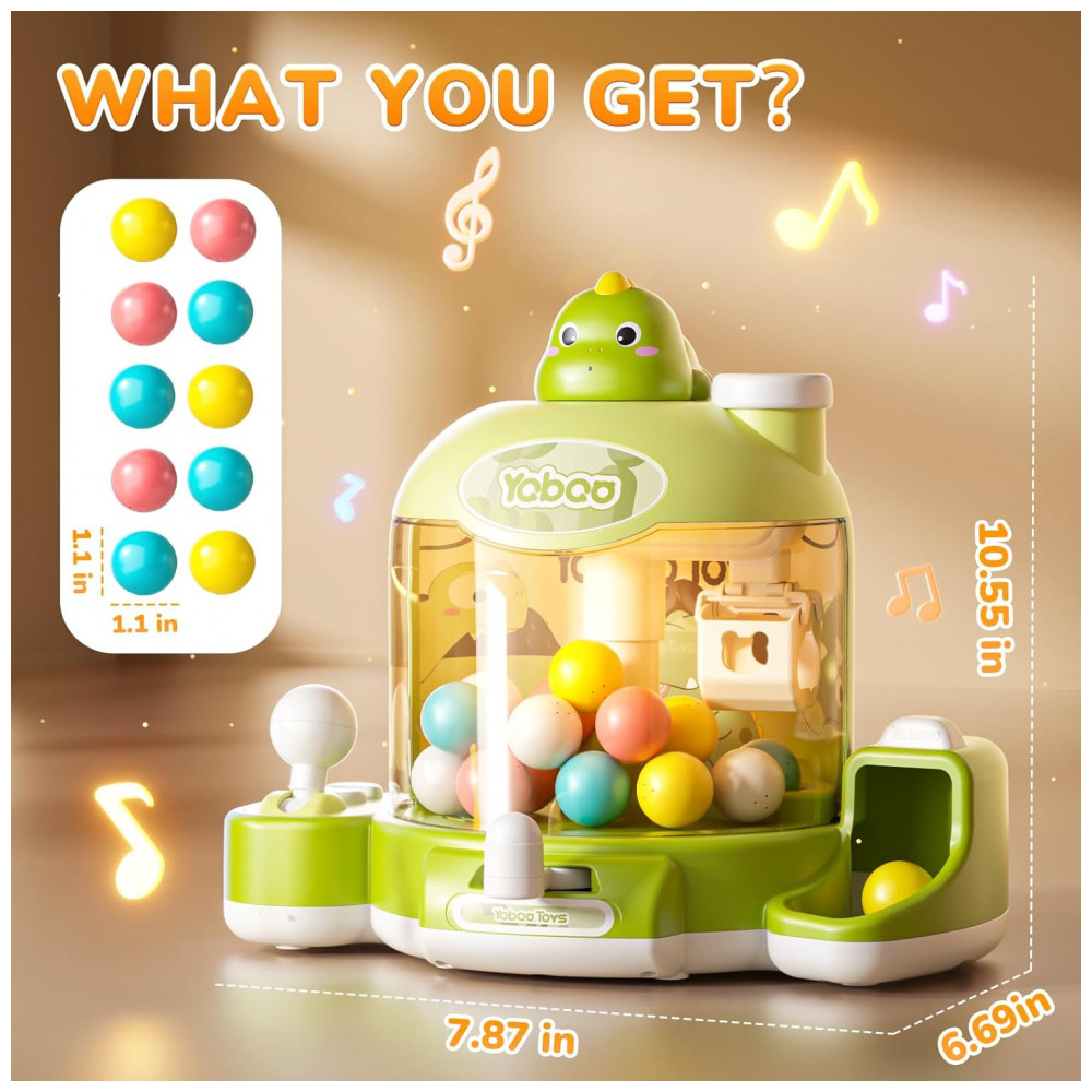 ECTQN8HZ9H3F0B_3-1.jpg - Máquina de Garra Verde Skirfy – Mini Arcade Infantil com Dinossauro Luzes LED Som e Prêmios