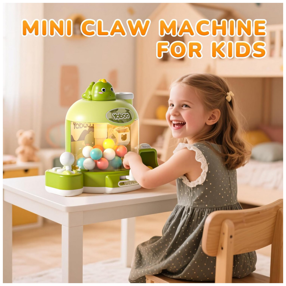 ECTQN8HZ9H3F0B_4-1.jpg - Máquina de Garra Verde Skirfy – Mini Arcade Infantil com Dinossauro Luzes LED Som e Prêmios