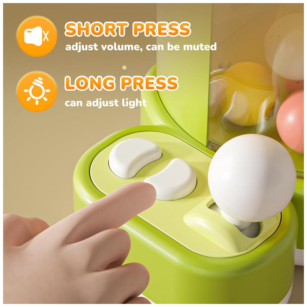 ECTQN8HZ9H3F0B_5-1.jpg - Máquina de Garra Verde Skirfy – Mini Arcade Infantil com Dinossauro Luzes LED Som e Prêmios