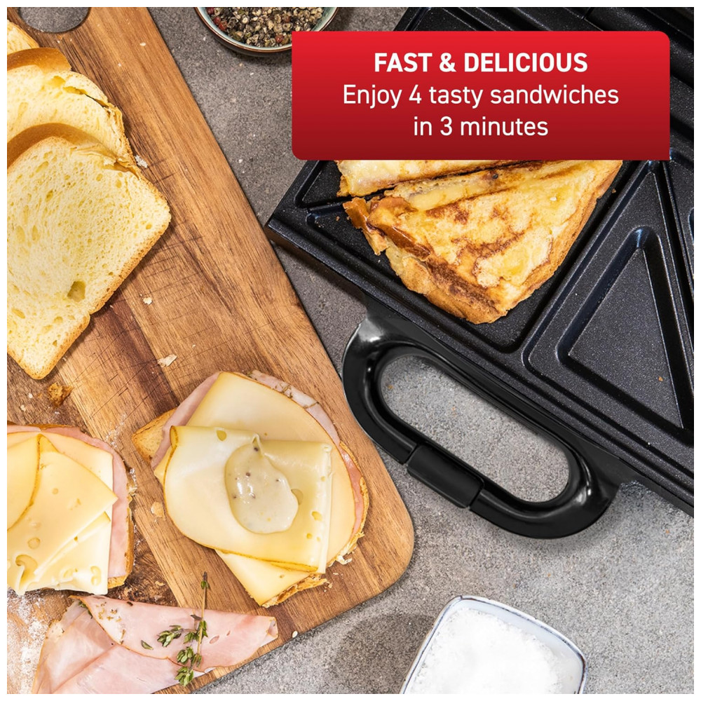 ECTQNDKCRTMD0B_1-1.jpg - T-Fal Compact Sandwich Maker em Aço Inoxidável, Fácil de Limpar, Luzes Indicadoras, Alça de Toque Frio, Grelhados de Queijo, Panini, 625 Watts, Grill