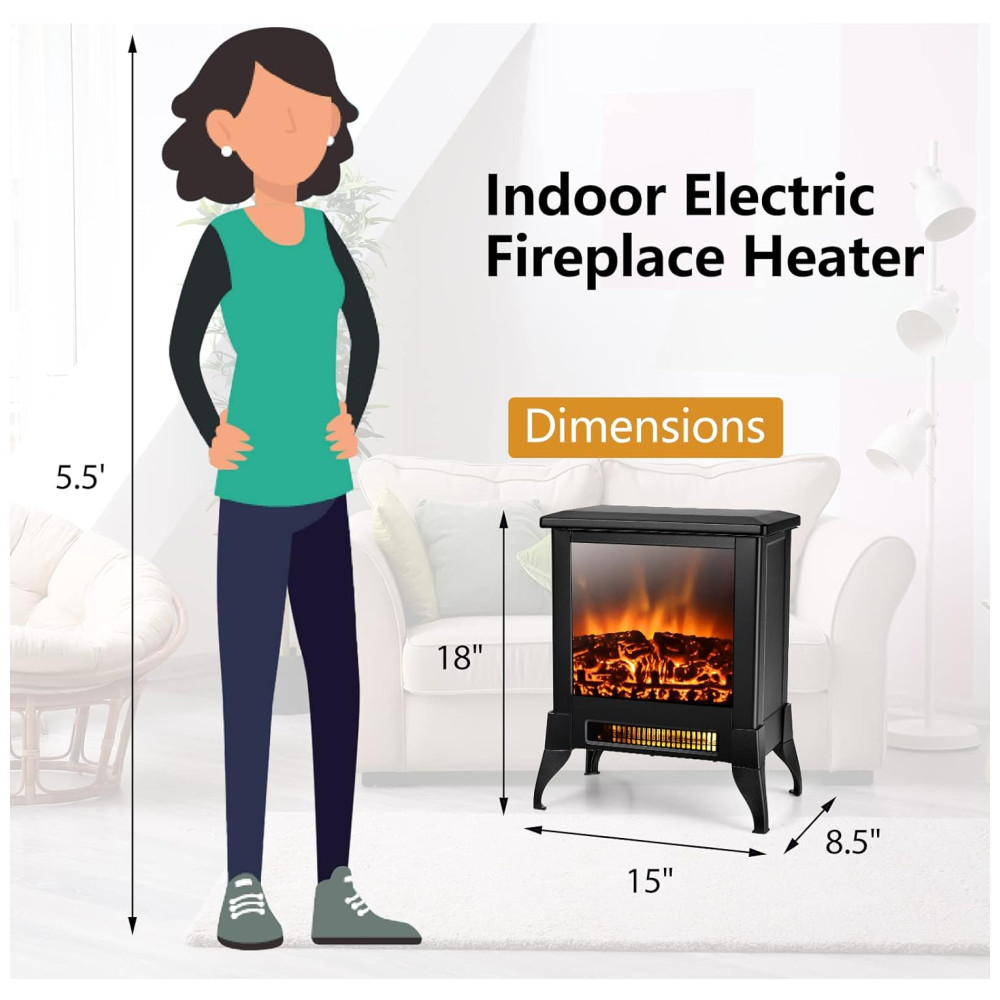 ECTQNDZV9DN90B_6-1.jpg - Lareira Elétrica Portátil com Temperatura Ajustável e Proteção Contra Superaquecimento, 110V 1400W, GOFLAME, Preta