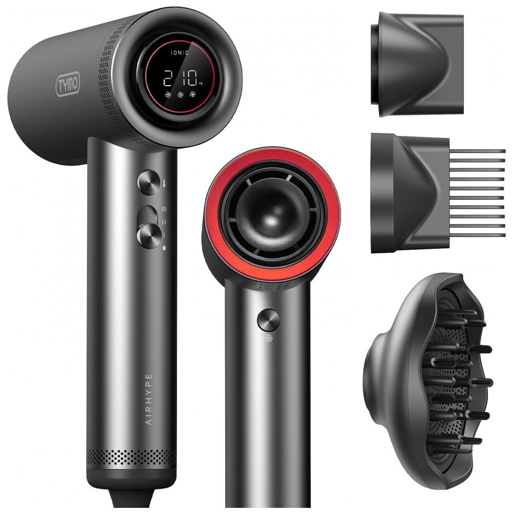 Secador de Cabelo TYMO com Difusor para Mulheres 1500W Profissional de Alta Velocidade com Pente, Secagem Rápida 110.000 RPM, 200 Milhões de Íons, 4 T