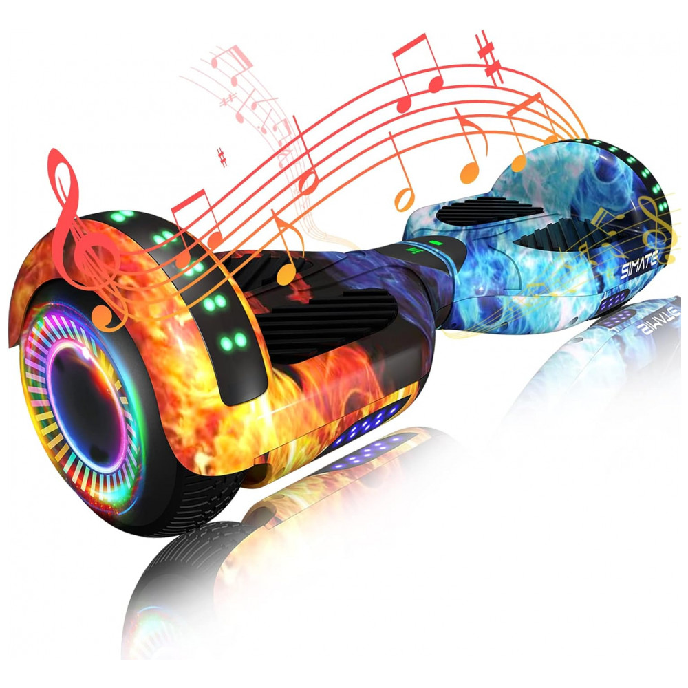 ECTQNQWT1N6B0B_0-1.jpg - Hoverboard SIMATE Dual Flame 6,5" com Bluetooth, Luzes LED e Certificação UL2272 – Até 13,7 km/h, Autonomia de 12,8 km