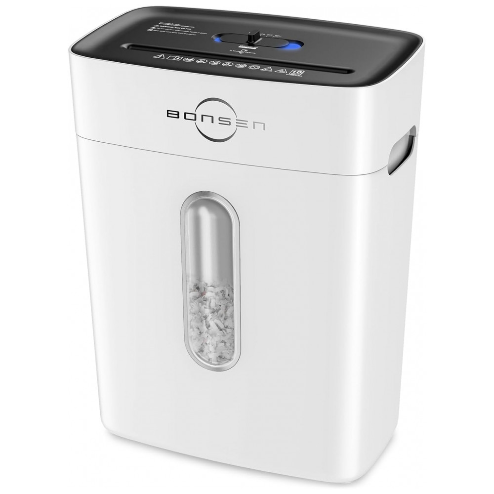 Trituradora BONSEN Brancas para Escritório em Casa, Fragmentadora de Papel de Corte Cruzado 10 Folhas para Uso Doméstico, Nível de Segurança P4,