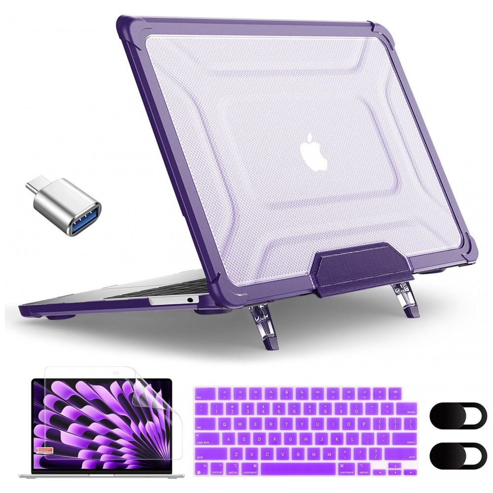 ECTQNZ7JY8CC0B_0-1.jpg - Capa Rígida Antichoque Roxa para MacBook Air 15″ (2023–2025, Modelos A3241/A3114/A2941, M2/M3/M4) – MEEgoodo