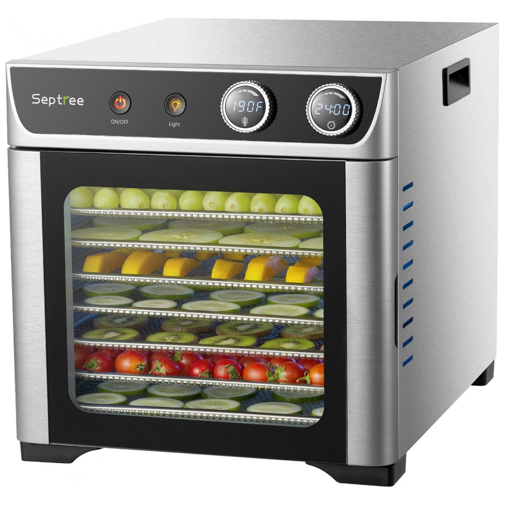 ECTQNZ7YPY9F0B_0-1.jpg - Desidratador de Alimentos Comercial Septree, Espaço amplo para secar mais de 6,8kg de carne crua de uma vez, secador de alimentos para ervas, carne,
