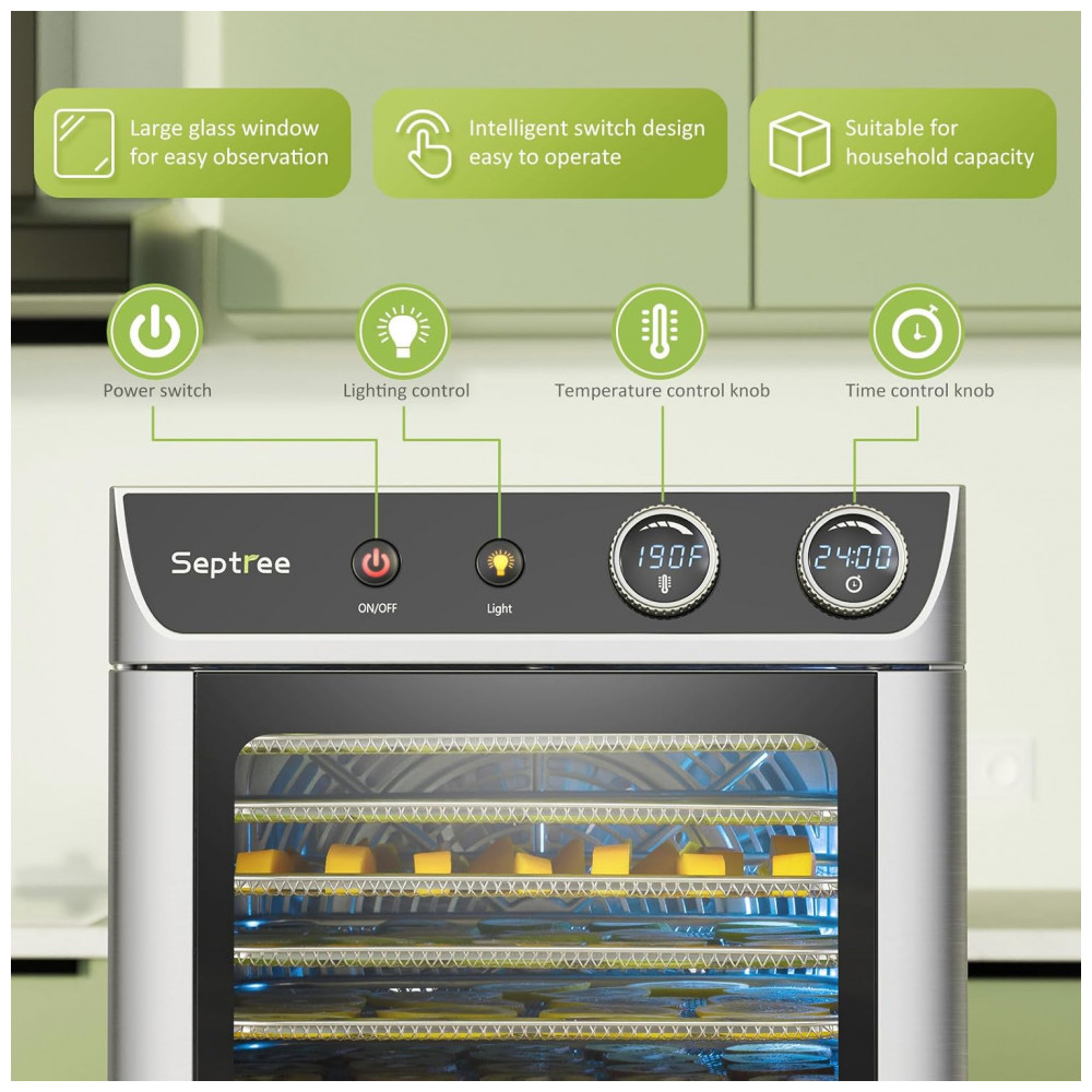 ECTQNZ7YPY9F0B_4-1.jpg - Desidratador de Alimentos Comercial Septree Espaço amplo para secar mais de 68kg de carne crua de uma vez secador de alimentos para ervas carne