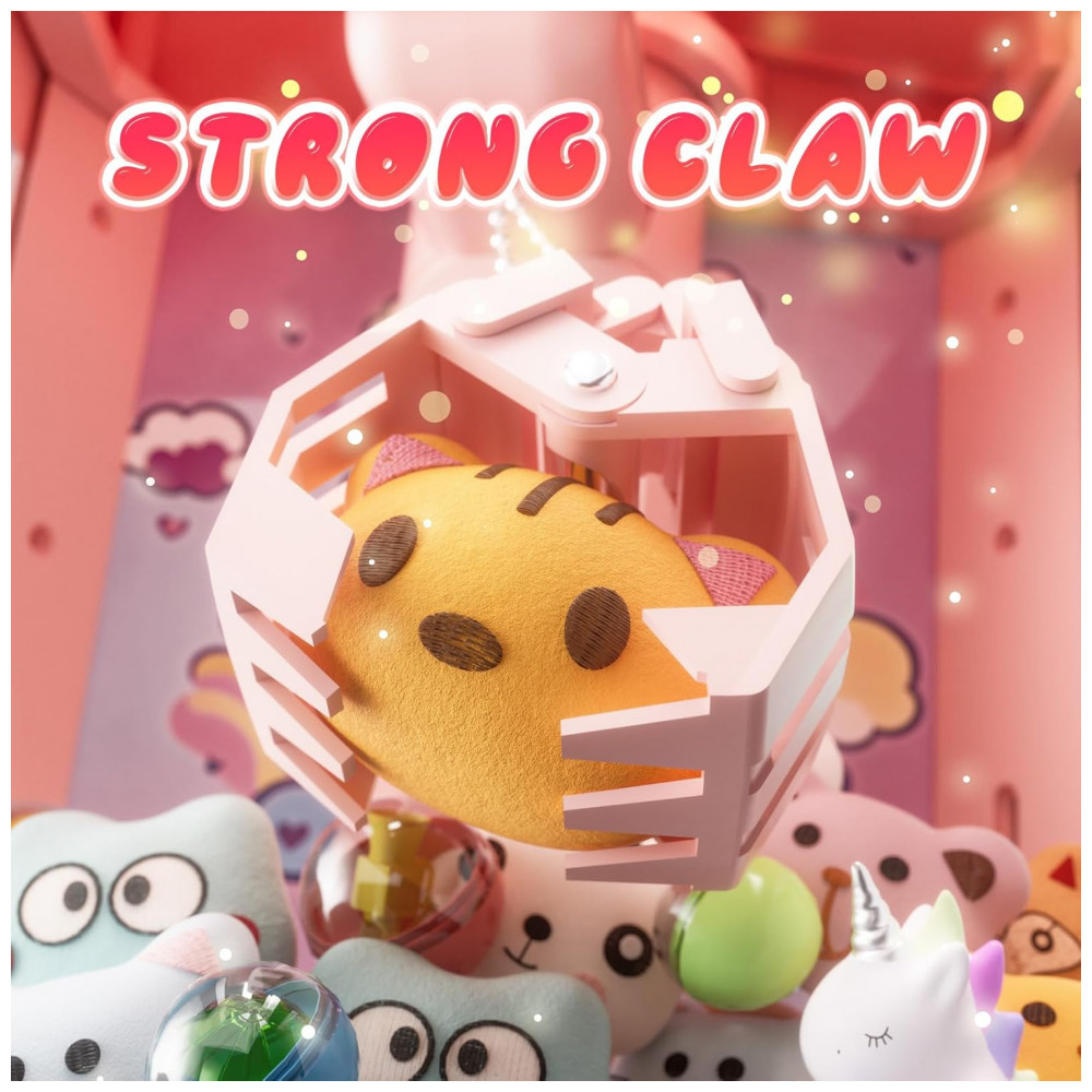 ECTQNZBXGFSD0B_1-1.jpg - Máquina de Garra Unicórnios Skirfy Rosa e Lilás – Mini Arcade Infantil com 5 Unicórnios, 10 Acessórios “Donut”, 10 Brinquedos Cápsula e 20 Moedas