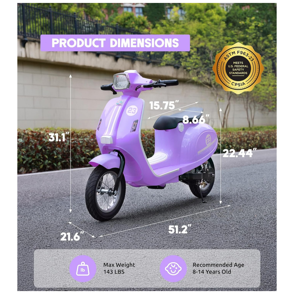 ECTQP119SRBF0B_1-1.jpg - Moto Elétrica Infantil Okay Run Lilás 24V 2 Rodas LED Música 3 Velocidades Buzina 8 a 14 Anos