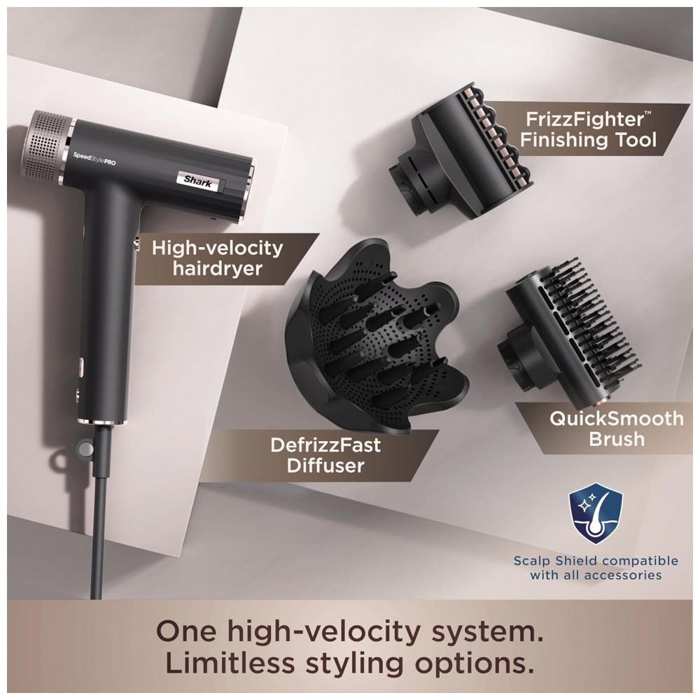 ECTQP4H78ZDD0B_4-1.jpg - Secador de Cabelo de Alto Desempenho Profissional Shark SpeedStyle Pro com Sistema de Proteção do Couro Cabeludo e Suite de Secagem IQ Speed Styling,