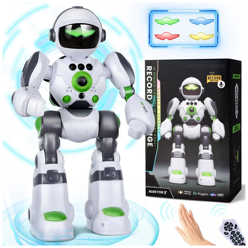 ECTQP4Y882FC0B_0-1.jpg - Robô Programável Preto e Prateado – Zreswap Robot Toys: Programmable Dancing Robot com Controle Remoto, Gravação de Voz e Controle por Gestos