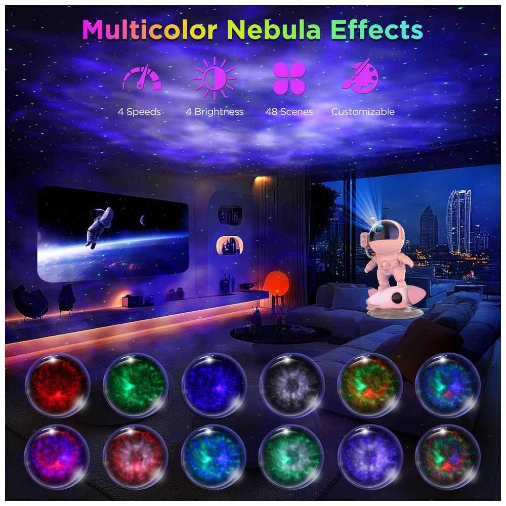 ECTQPBQRPGYC0B_1-1.jpg - Projetor de Galáxia Astronauta para Quarto, Luz de Estrela com Controle Remoto via App, Sons Brancos, Alto-falante Bluetooth, Luz Noturna de Foguete p