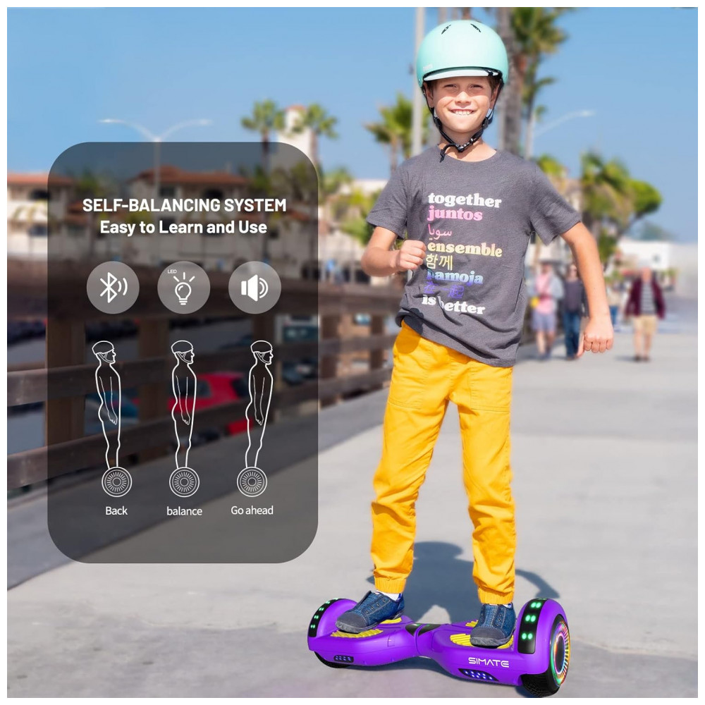 ECTQPFDJTGC90B_2-1.jpg - Hoverboard SIMATE Roxo Amarelo Todo Terreno com Bluetooth Luzes de LED e Controle por APP – Crianças e Adultos