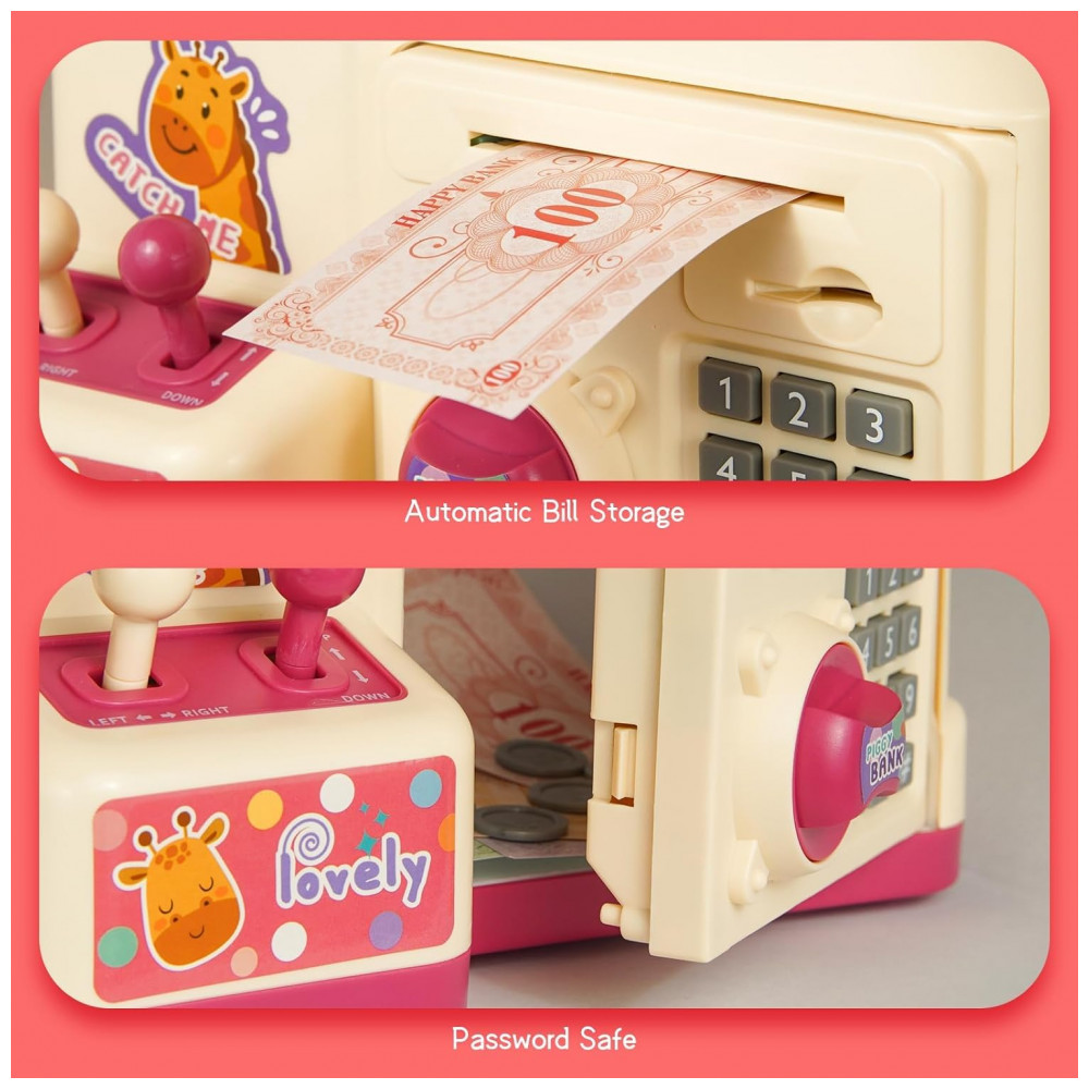 ECTQPFW8LK9D0B_3-1.jpg - Máquina de Garra Infantil 2 em 1 Golckuod Rosa Grande com Luz e Som Cofrinho e Distribuidor de Prêmios para Crianças de 3 a 14 Anos