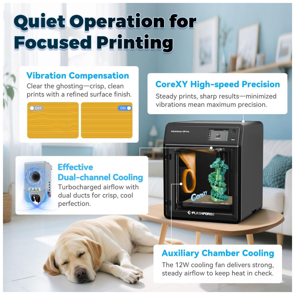 ECTQPJR7HRBF0B_3-1.jpg - Impressora 3D FLASHFORGE AD5M Pro com 250g de PLA Impressão de Alta Precisão de Alta Velocidade CoreXY 600mm/s Hotend QuickSwap 0.4 0.6mm