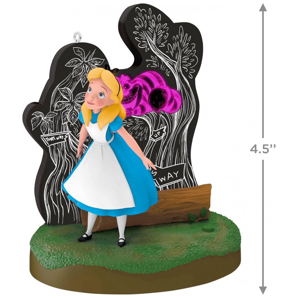 ECTQPMNM63RD0B_3-1.jpg - Enfeite Natalino Hallmark Keepsake 2025 Disney Alice no País das Maravilhas e Gato Risonho com Luz, Plástico, 9,5 x 11,4 x 5,7cm