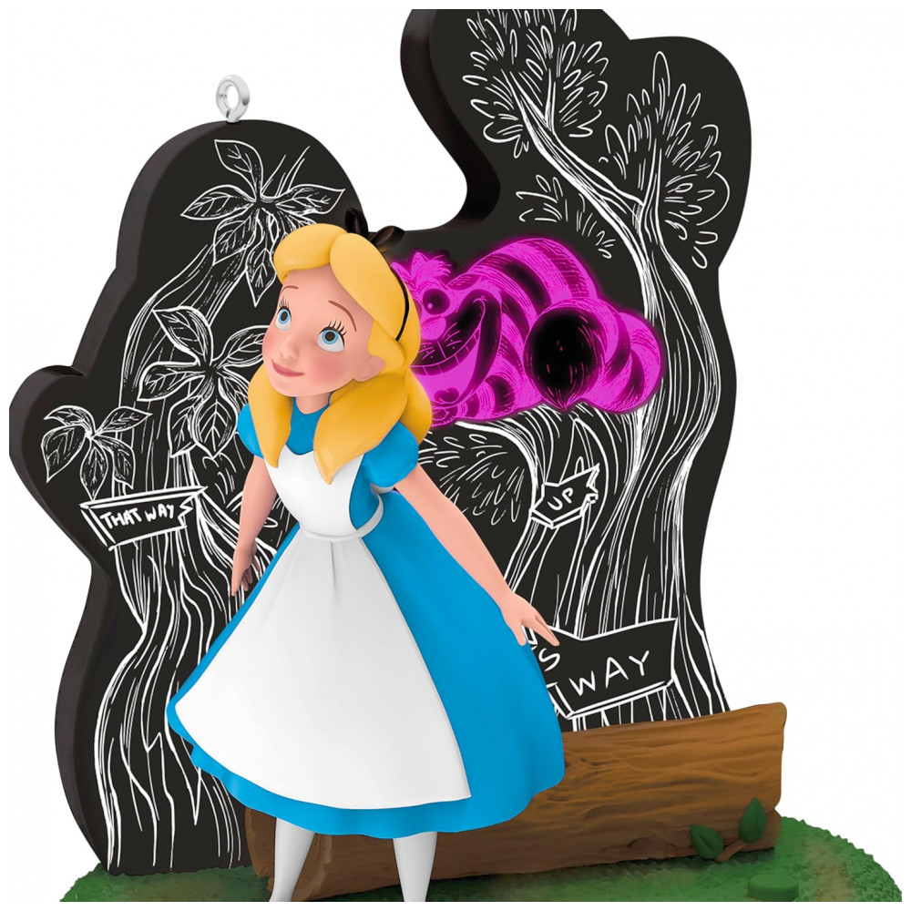 ECTQPMNM63RD0B_4-1.jpg - Enfeite Natalino Hallmark Keepsake 2025 Disney Alice no País das Maravilhas e Gato Risonho com Luz, Plástico, 9,5 x 11,4 x 5,7cm