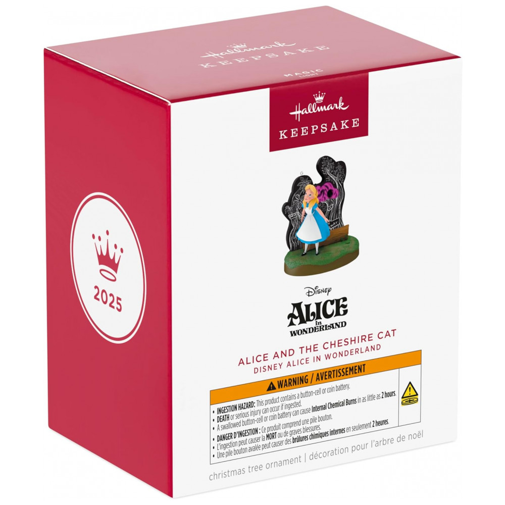 ECTQPMNM63RD0B_6-1.jpg - Enfeite Natalino Hallmark Keepsake 2025 Disney Alice no País das Maravilhas e Gato Risonho com Luz, Plástico, 9,5 x 11,4 x 5,7cm