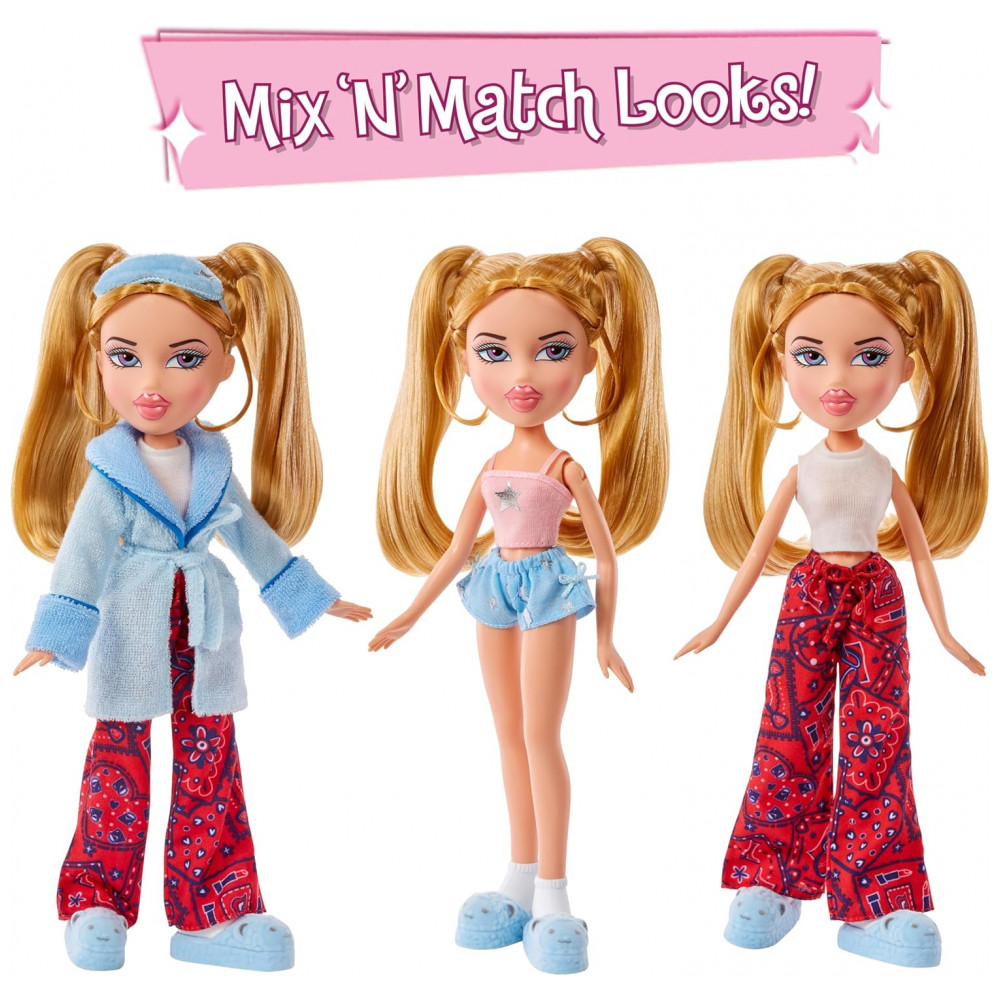 ECTQPRR2R3QB0B_2-1.jpg - Boneca de Moda Bratz Slumber Party Cloe com 2 Conjuntos de Pijamas, Pelúcia e Acessórios