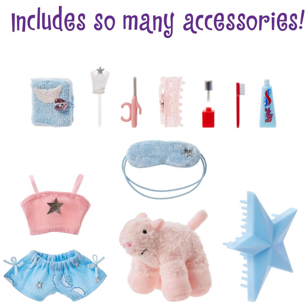 ECTQPRR2R3QB0B_3-1.jpg - Boneca de Moda Bratz Slumber Party Cloe com 2 Conjuntos de Pijamas, Pelúcia e Acessórios