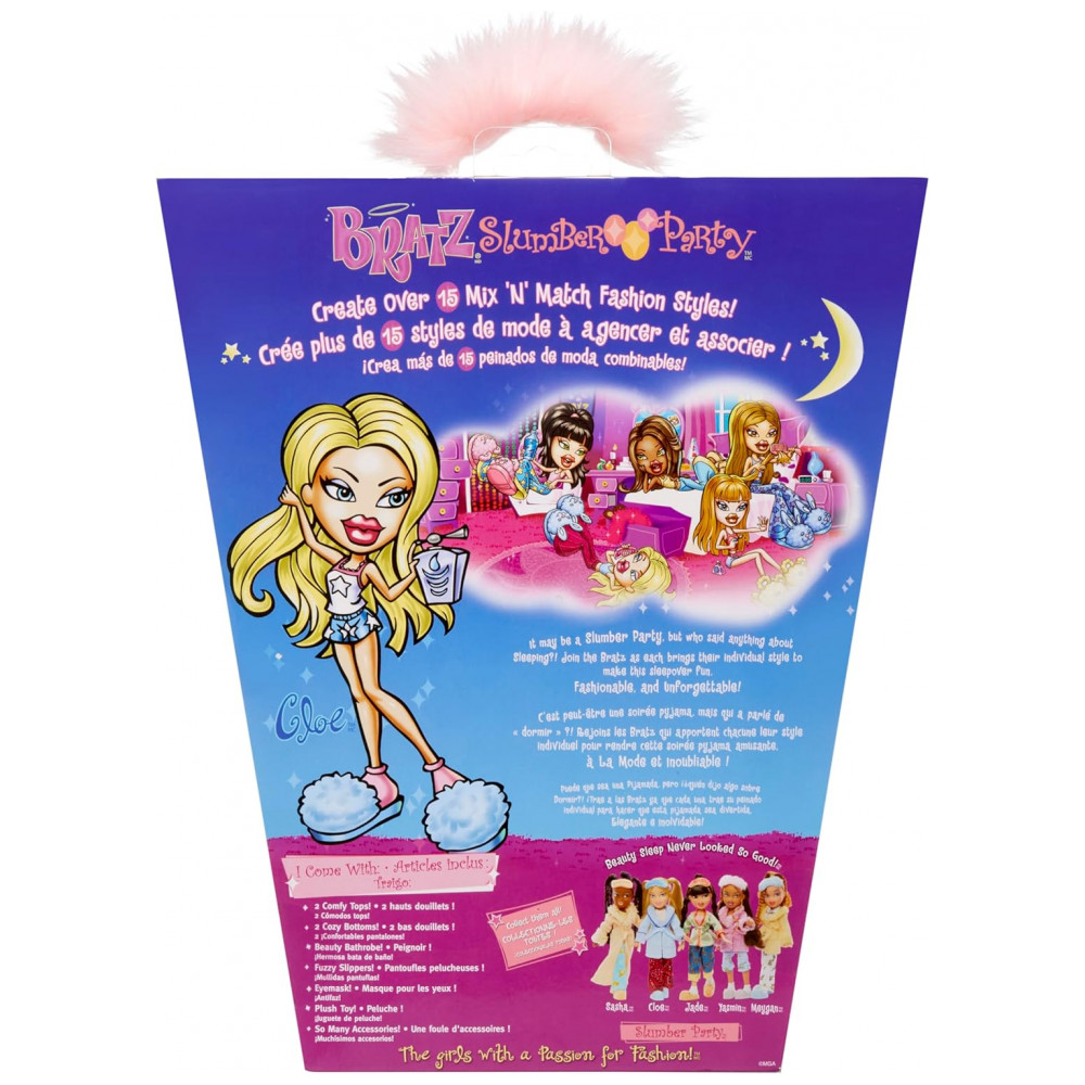 ECTQPRR2R3QB0B_6-1.jpg - Boneca de Moda Bratz Slumber Party Cloe com 2 Conjuntos de Pijamas, Pelúcia e Acessórios