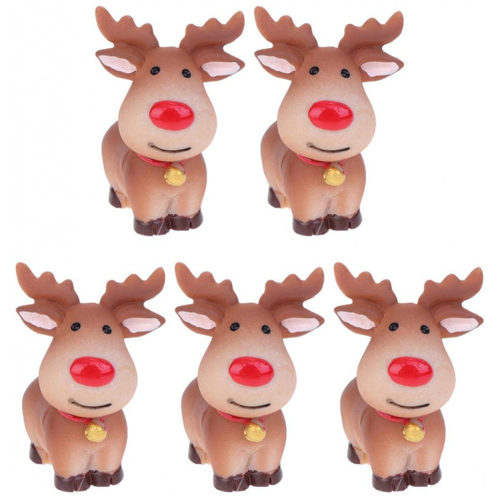 Enfeites de Natal em Resina Happyyami - Conjunto com 5 Estatuetas de Veado, Trenó e Árvore de Natal,Happyyami,