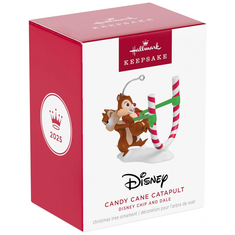 ECTQPZCK93RD0B_6-1.jpg - Ornamento Hallmark Keepsake 2025 Disney Chip and Dale Candy Cane Catapult, Décor Natalino Divertido para Fãs Disney