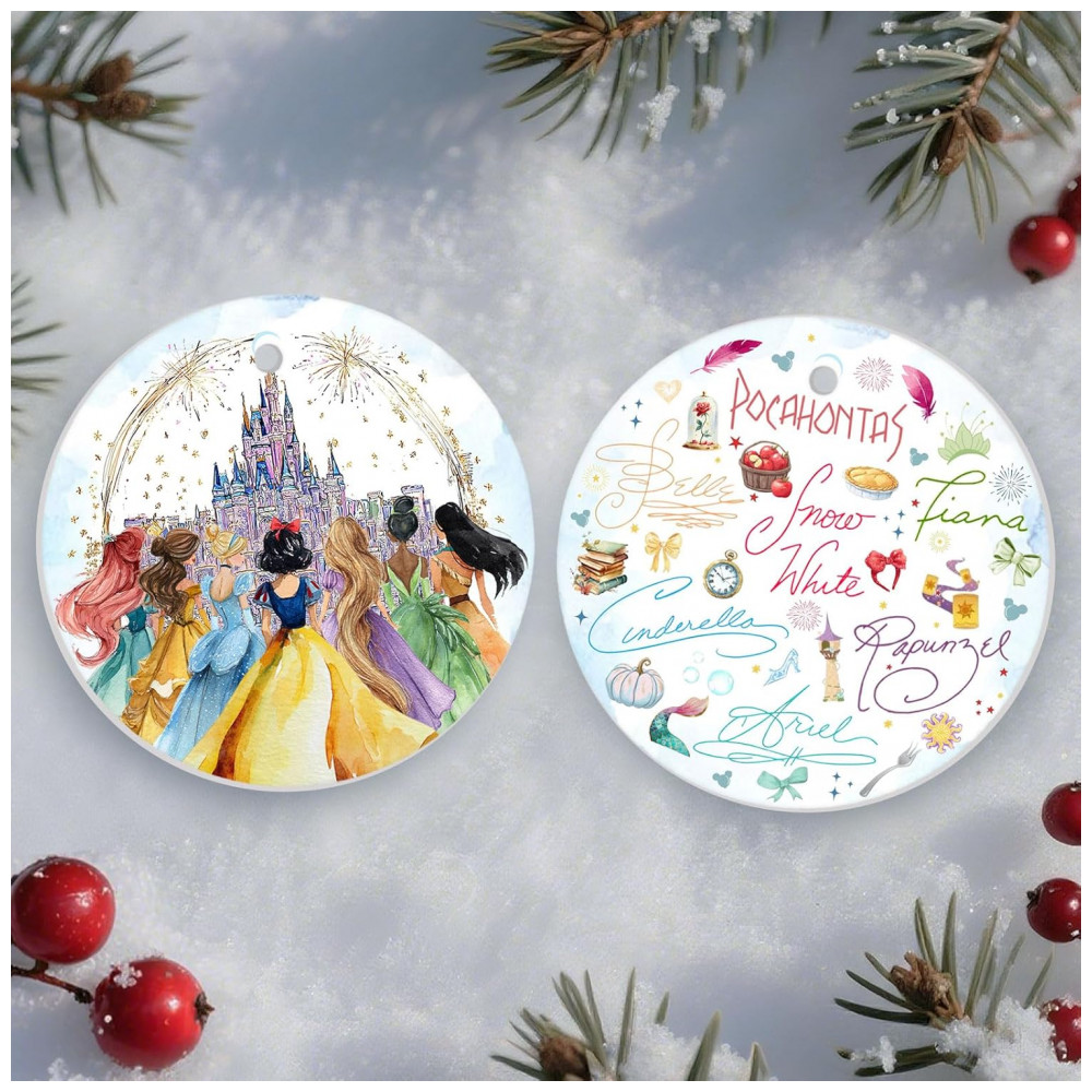 ECTQQ2ZV5RJF0B_6-1.jpg - Enfeite de Natal Princesa de Cerâmica 34HD 2025 para Árvore, Fãs de Princesas, Castelo de Conto de Fadas