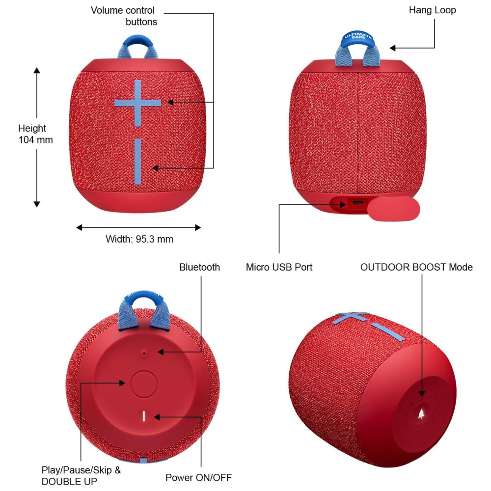 ECTQQ7D6PFN70B_7-1.jpg - Caixa de Som Bluetooth Portatil WONDERBOOM 2 a Prova d IP67 com 13H de Reprodução e Som Big Bass 360 ULTIMATE EARS 984 001549 Vermelho
