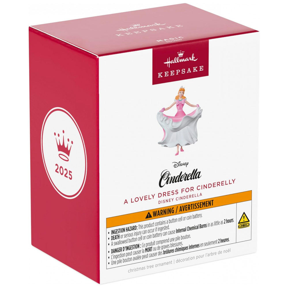 ECTQQB9NB3RD0B_6-1.jpg - Enfeite de Natal Hallmark Keepsake 2025, Disney Cinderela Um Lindo Vestido para Cinderela Musical