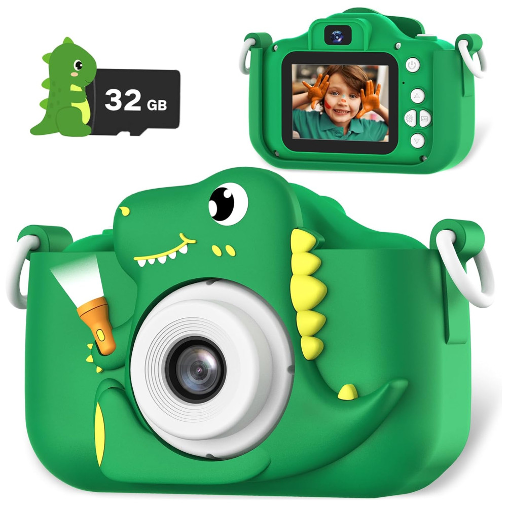 ECTQQD2QQLBC0B_0.jpg - Câmera infantil dinossauro para meninos de 3 a 12 anos 12MP vídeo HD 1080p bateria recarregável cartão SD 32GB cordão portátil e jogos.OUTUVAS.