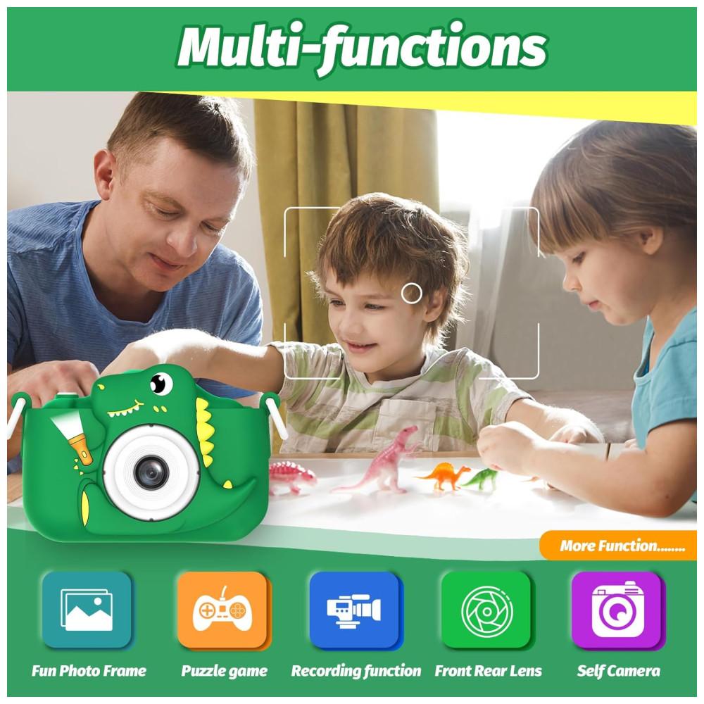 ECTQQD2QQLBC0B_1.jpg - Câmera infantil dinossauro para meninos de 3 a 12 anos 12MP vídeo HD 1080p bateria recarregável cartão SD 32GB cordão portátil e jogos.OUTUVAS.