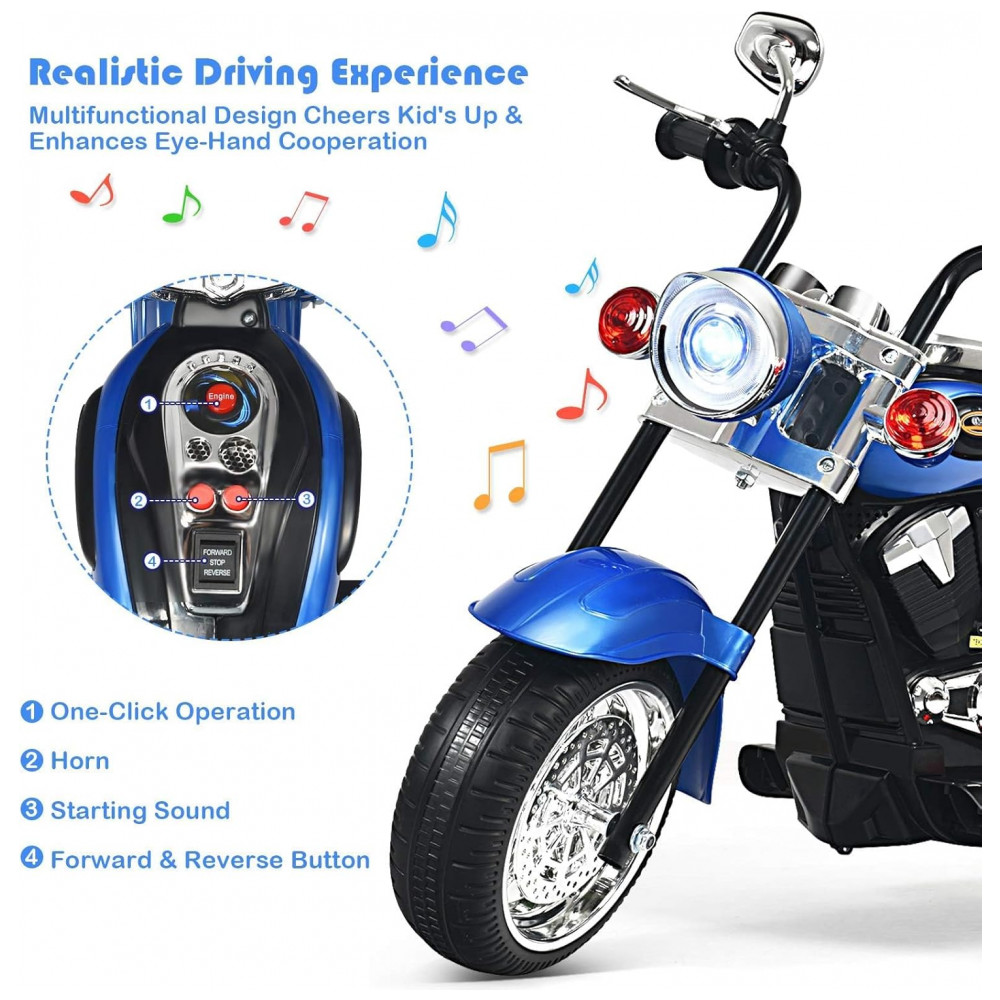 ECTQQDFFSJYD0B_1-1.jpg - Moto Elétrica Infantil Chopper OLAKIDS Azul 6V 3 Rodas de Treinamento Farol LED Buzina Suspensão Estrutura Metálica 3 km/h