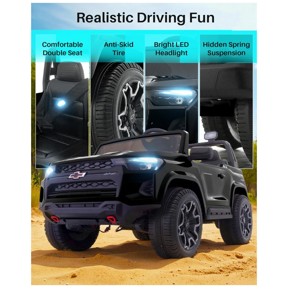 ECTQQGRT79KF0B_3-1.jpg - Carro Elétrico Infantil Chevrolet Licenciado Joywhale 24V 4WD, 2 Lugares, 320W, Controle Remoto, Suspensão, Música, Luzes LED, Preto