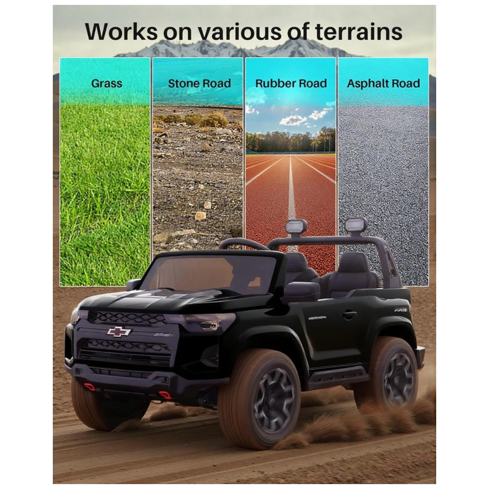 ECTQQGRT79KF0B_6-1.jpg - Carro Elétrico Infantil Chevrolet Licenciado Joywhale 24V 4WD, 2 Lugares, 320W, Controle Remoto, Suspensão, Música, Luzes LED, Preto