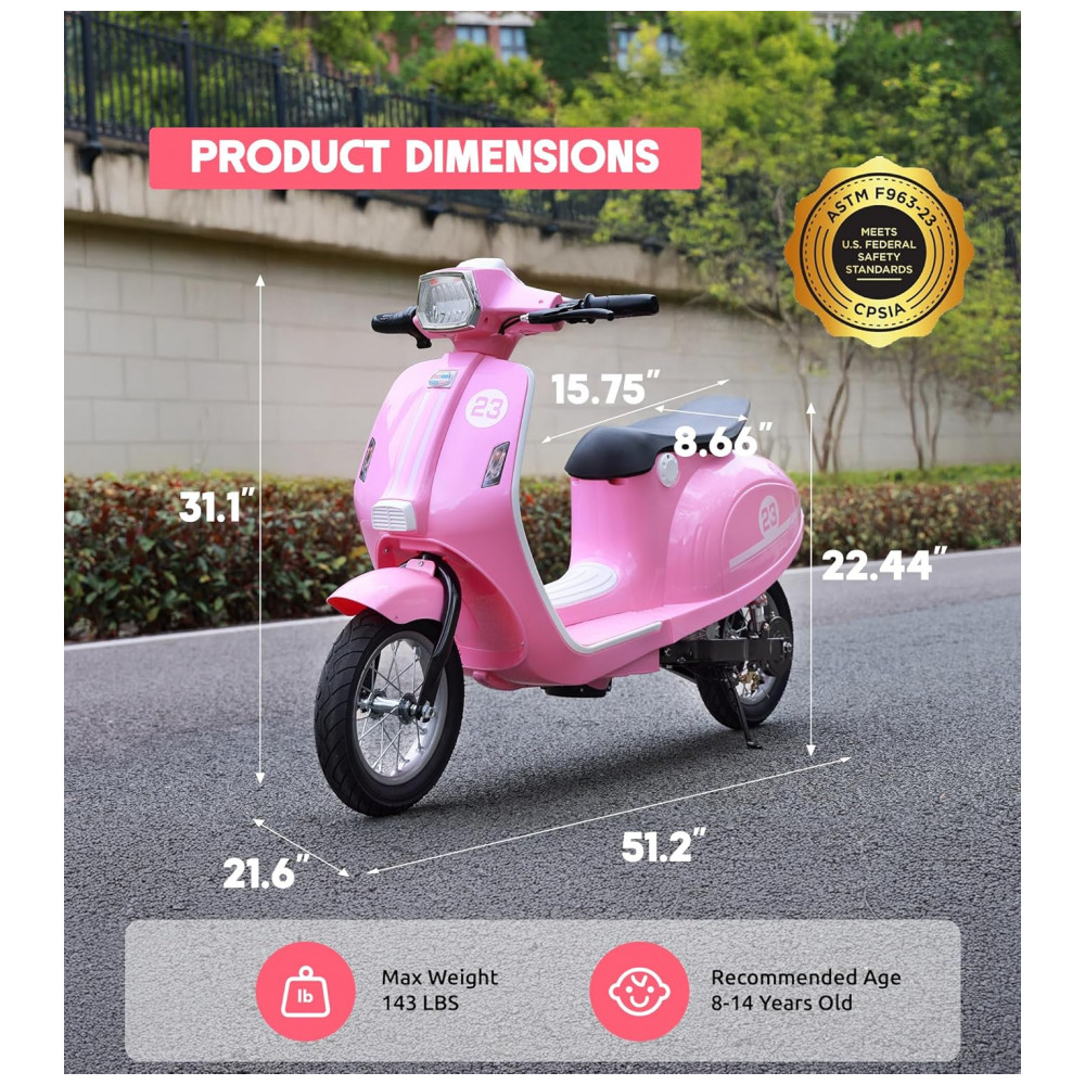 ECTQQH8M76CF0B_1-1.jpg - Moto Elétrica Infantil Okay Run Rosa 24V 2 Rodas LED Música 3 Velocidades Buzina 8 a 14 Anos