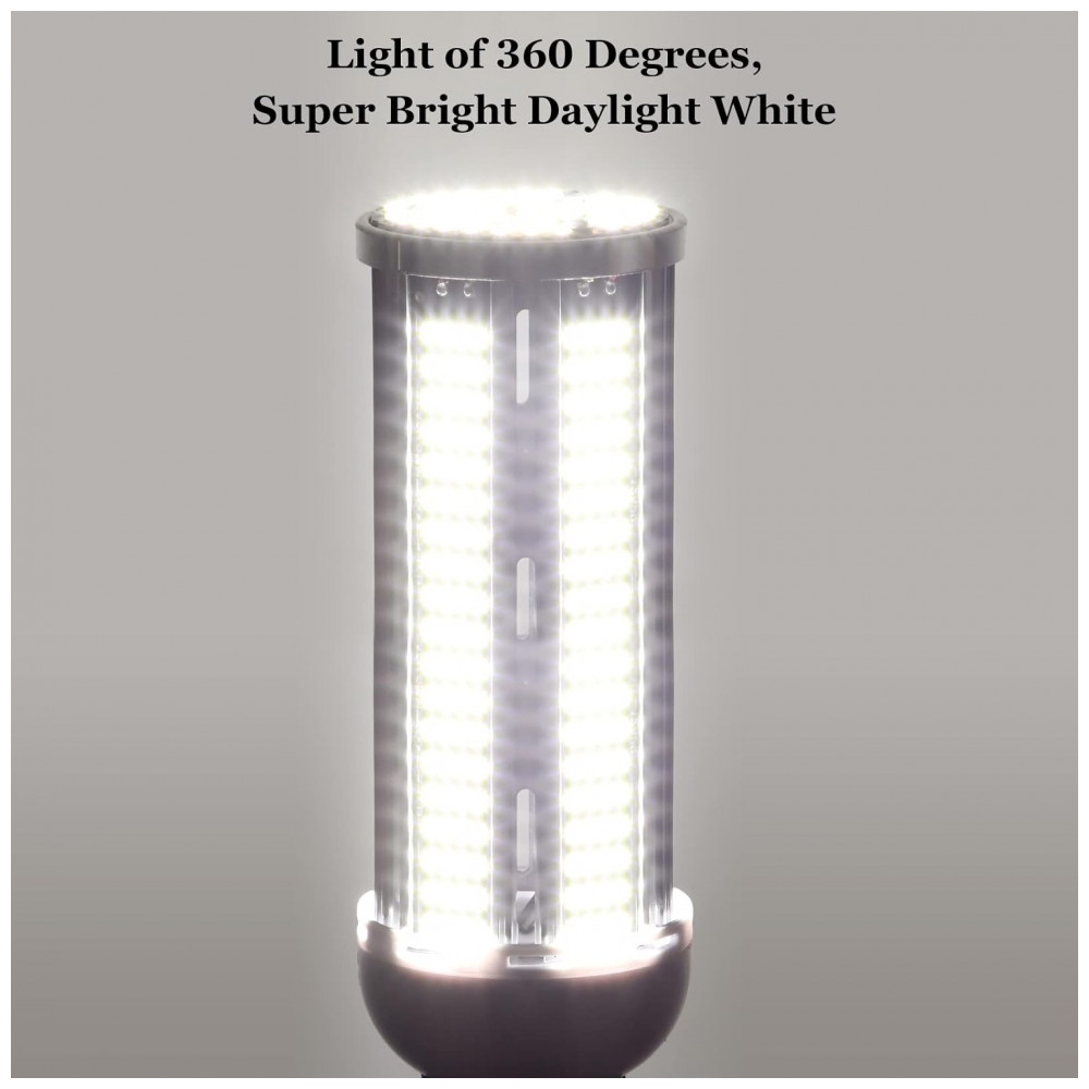 ECTQQHBF8J1B0B_4-1.jpg - 2 Lâmpadas LED Corn 50W, Equivalente 600W, 7000 lúmens, 5000K Luz Branca Dia, Base Média E26/E27, Não Dimerizável, para Iluminação Residencial, QiGe