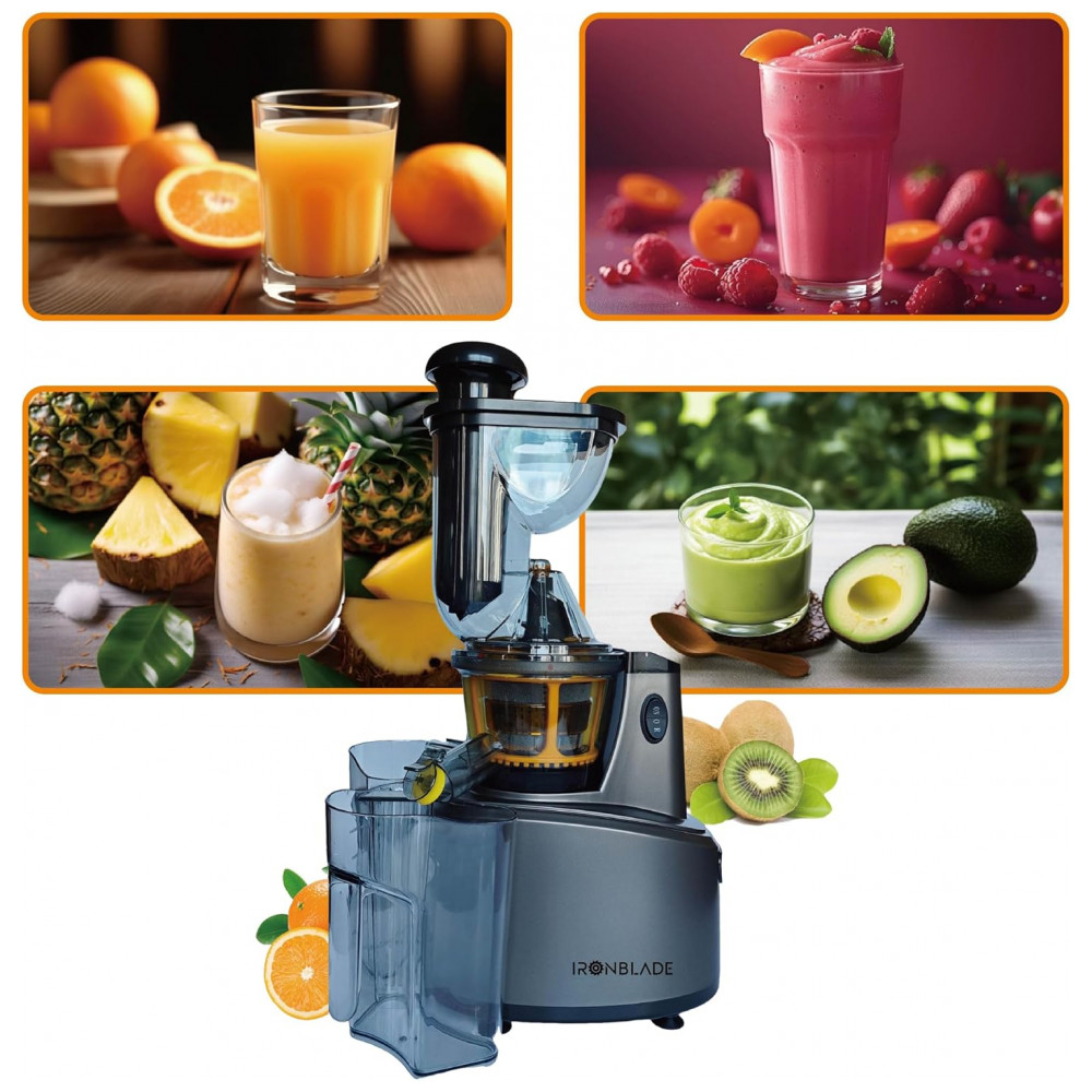 Extrator de Sucos EMB Ironblade IBLJU20 Cold Press, Alto Rendimento, Operação Silenciosa 55dB, Boca Larga 75mm, Motor de Cobre Completo, Livre de BPA, - Imagem 2