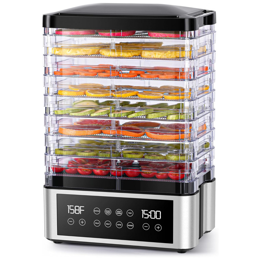 ECTQQYLDJRCF0B_0-1.jpg - Desidratador de Alimentos, 8 Bandejas em Aço Inoxidável com Controle de Tempo e Temperatura, Ideal para Jerky, Frutas, Vegetais, Tupoyi