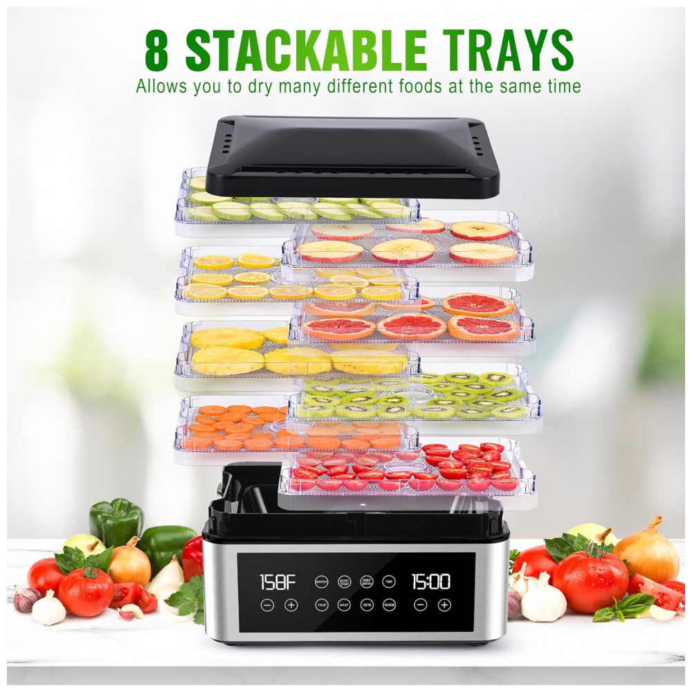ECTQQYLDJRCF0B_1-1.jpg - Desidratador de Alimentos, 8 Bandejas em Aço Inoxidável com Controle de Tempo e Temperatura, Ideal para Jerky, Frutas, Vegetais, Tupoyi