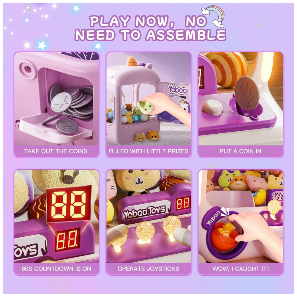 ECTQQYTNCF8D0B_4-1.jpg - Máquina de Garra Unicornio Vanvimen Rosa para Crianças Mini Arcade de Brinquedos e Doces com Prêmios Recarregáveis e Dispenser Interativo