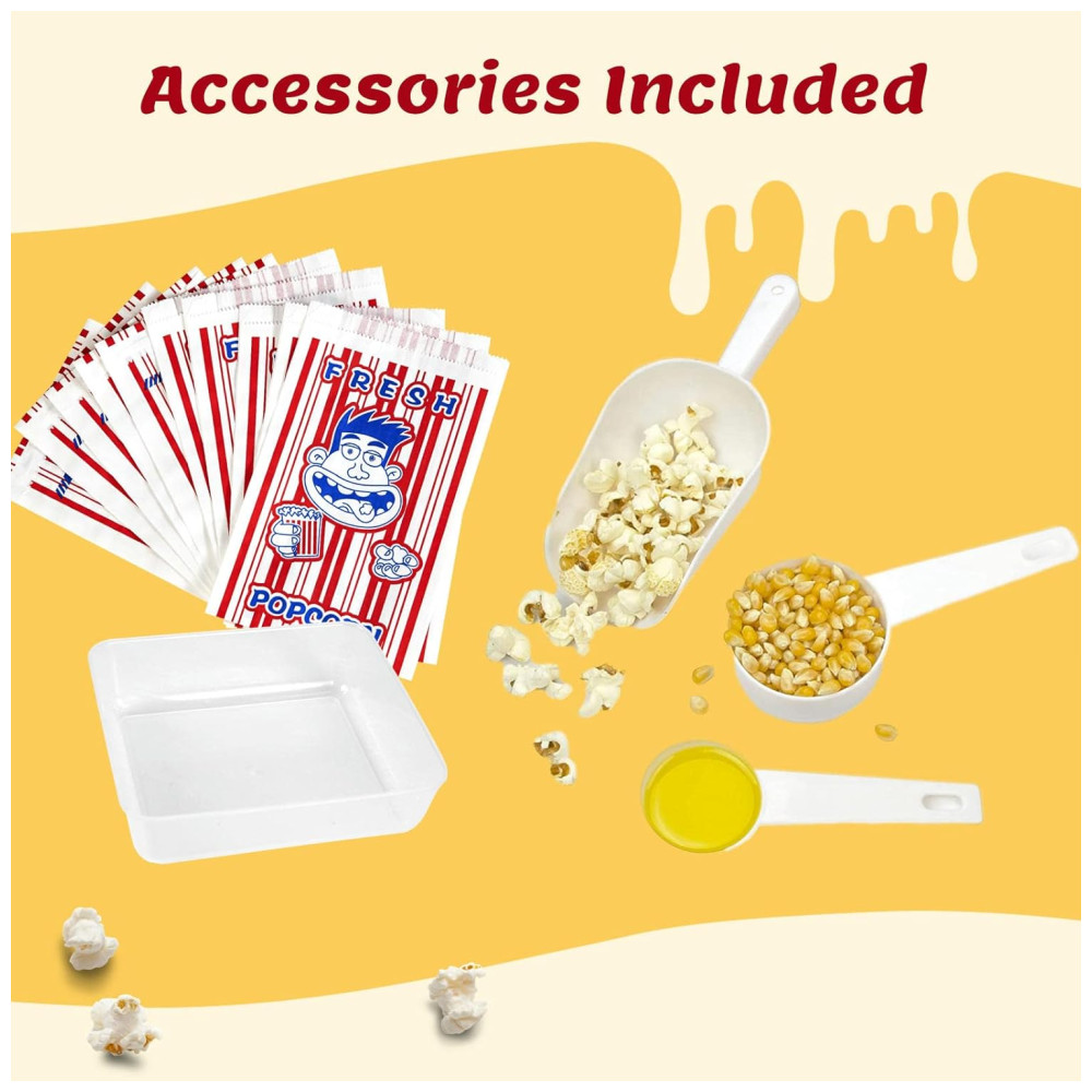 Máquina de Pipoca Vintage Profissional, 113g, Estilo Cinema com Panela Antiaderente, Luz de Aquecimento e Concha para Servir, Rosa,Cornrush. - Imagem 4