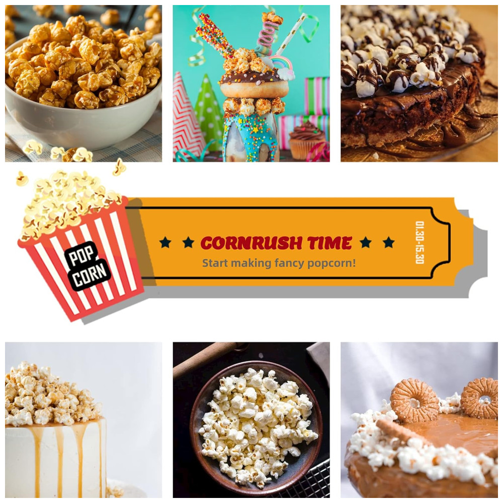 Máquina de Pipoca Vintage Profissional, 113g, Estilo Cinema com Panela Antiaderente, Luz de Aquecimento e Concha para Servir, Rosa,Cornrush. - Imagem 7