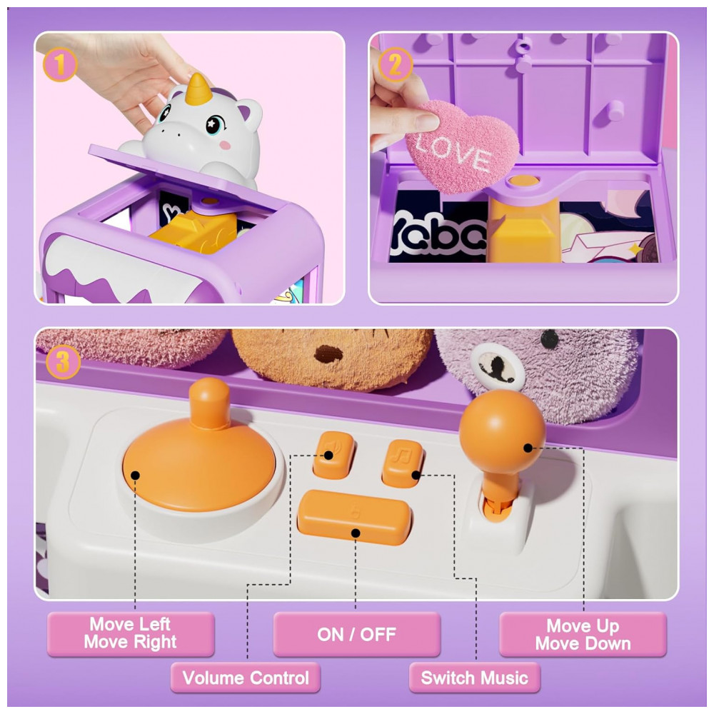 ECTQR9GWPB8D0B_4-1.jpg - Máquina de Garra Vanvimen Roxa para Crianças com Som Mini Arcade e Brinquedos Vending Machine Infantil para Idades 3 a 8