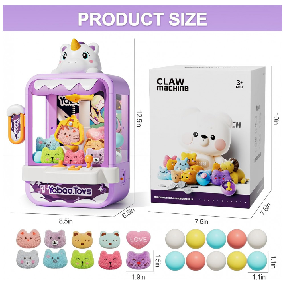 ECTQR9GWPB8D0B_5-1.jpg - Máquina de Garra Vanvimen Roxa para Crianças com Som Mini Arcade e Brinquedos Vending Machine Infantil para Idades 3 a 8