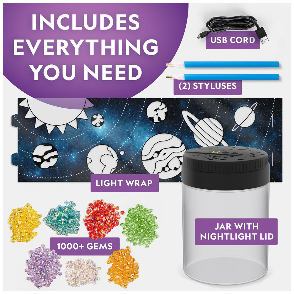 ECTQRC5DNP9C0B_4-1.jpg - Diamond Painting Night Light Sistema Solar – Brinquedo Educativo STEM Painel com 1.000+ Gemas Presente Criativo para Crianças Multicolor National Geographic