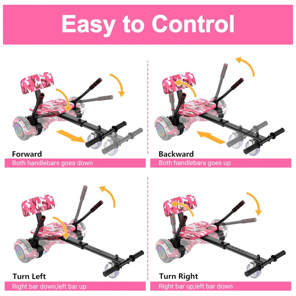 ECTQRNG3QGC90B_6-1.jpg - SISIGAD Hoverkart para Hoverboard de 6,5 Polegadas com Assento, Bluetooth e Luzes de LED – Crianças, Meninos, Meninas e Adultos