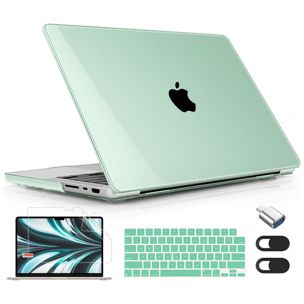 Capa Rígida Lepeoac para MacBook Pro 16″ (2021–2024) M1/M2/M3/M4 Pro/Max com Teclado, Tela e Webcam – Verde Cristal