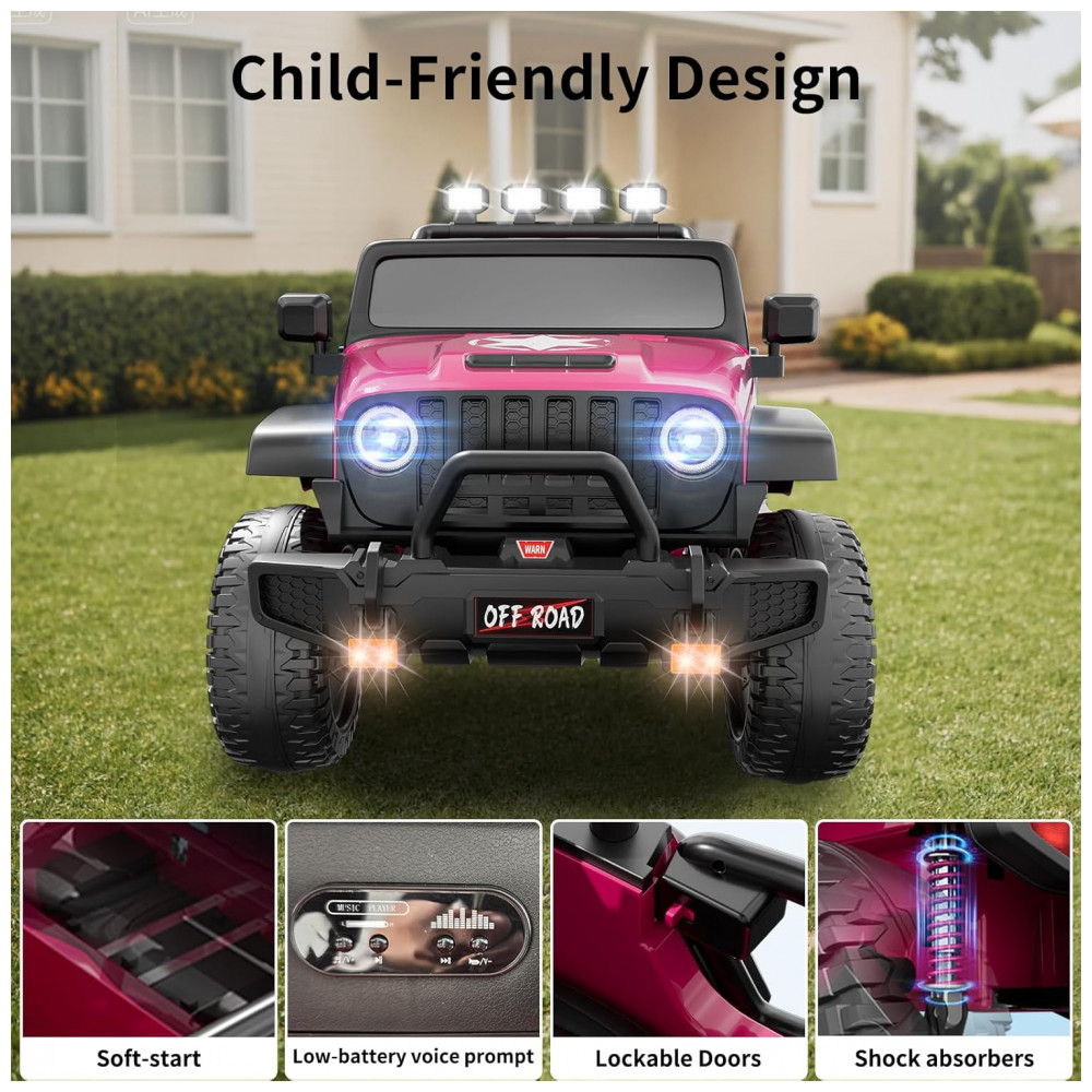 ECTQRPP4B6LF0B_5-1.jpg - Carro Elétrico Infantil 2 Lugares, 24V, 4 Motores 200W, Controle Remoto, Suspensão, CIYOMY, Rosa