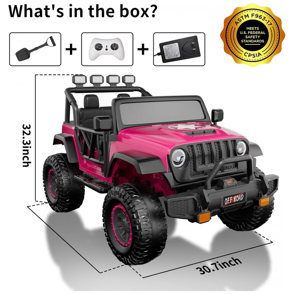 ECTQRPP4B6LF0B_6-1.jpg - Carro Elétrico Infantil 2 Lugares, 24V, 4 Motores 200W, Controle Remoto, Suspensão, CIYOMY, Rosa